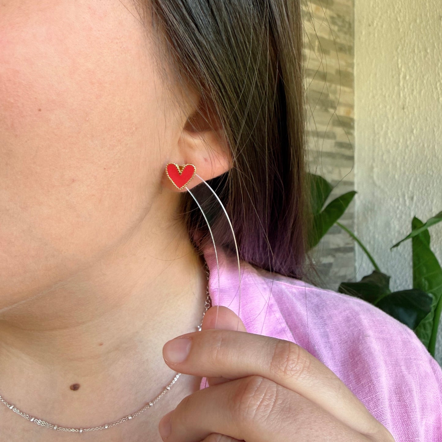 Aros Corazón Esmaltado