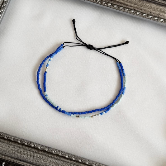 Pulsera Ajustable Miyuki Delica - Azul y Celeste