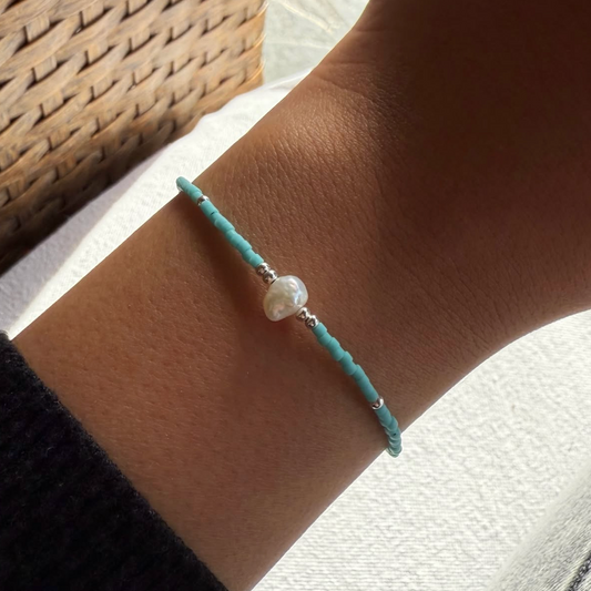 Pulsera con Broche Miyuki Delica - Celeste