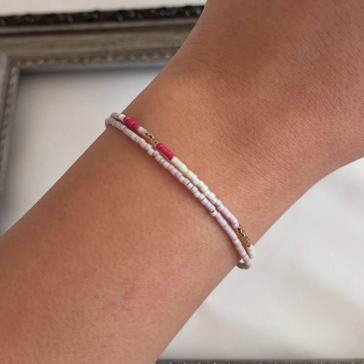 Pulsera Ajustable Miyuki Delica - Tonos Rosas