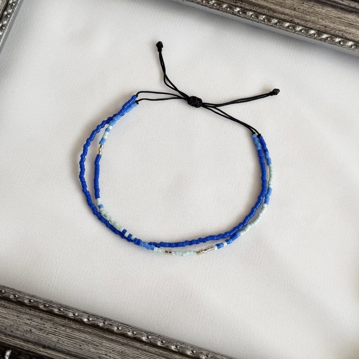 Pulsera Ajustable Miyuki Delica - Azul y Celeste