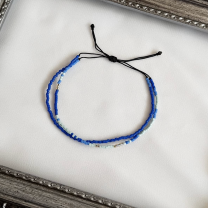 Pulsera Ajustable Miyuki Delica - Azul y Celeste