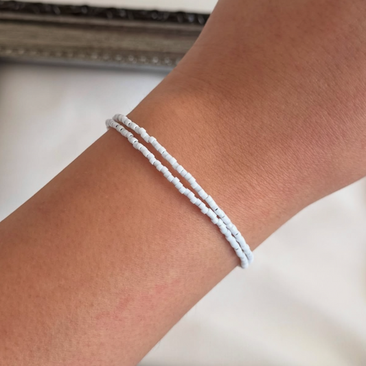 Pulsera Ajustable Miyuki Delica - Blanco