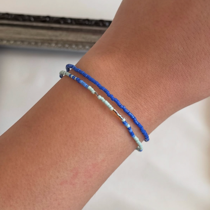 Pulsera Ajustable Miyuki Delica - Azul y Celeste
