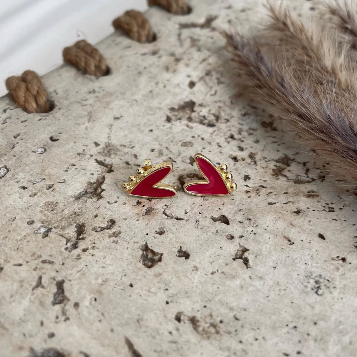 Aros Corazón Esmaltado